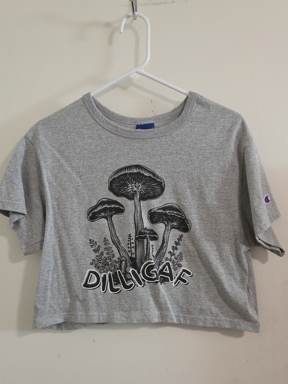 Champion Heather Gray Mushroom Graphic Crop Tee